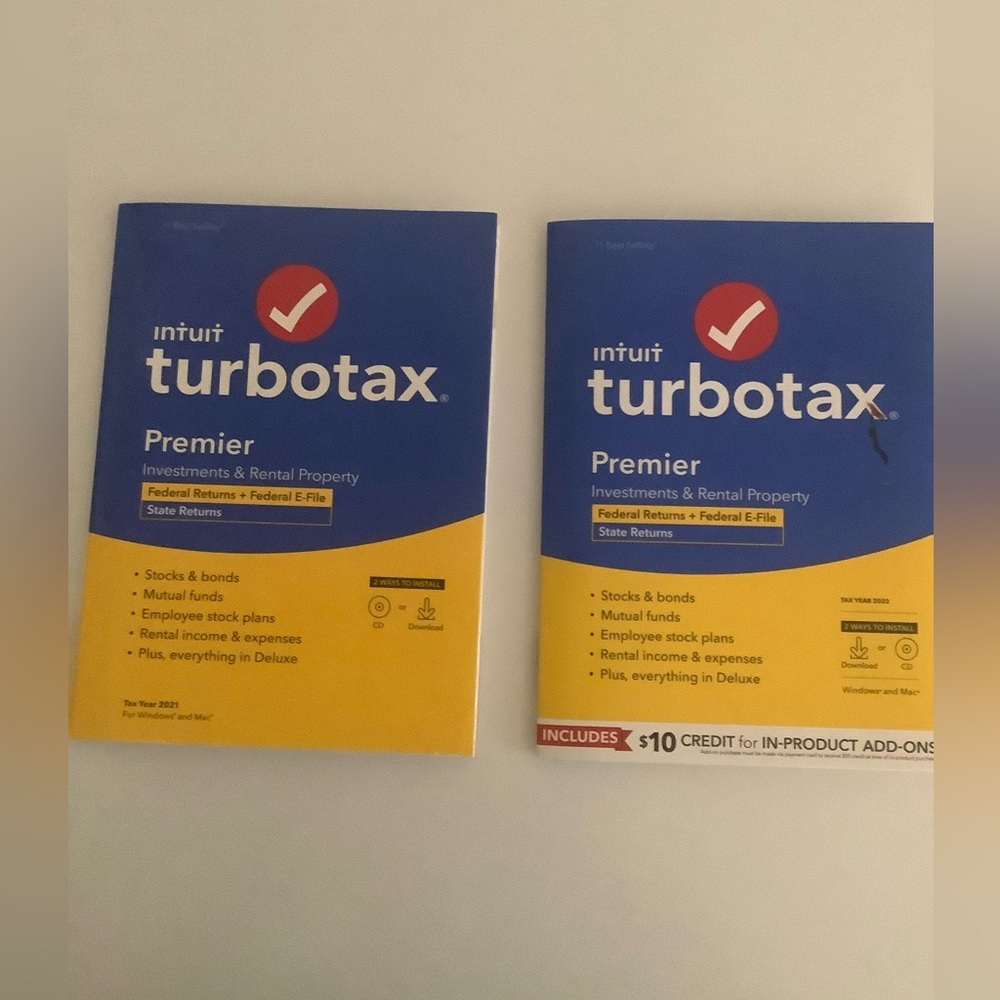 Turbo Tax Premier CD’s for Years 2021 and 2022